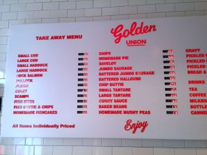 Take away menu Tafel